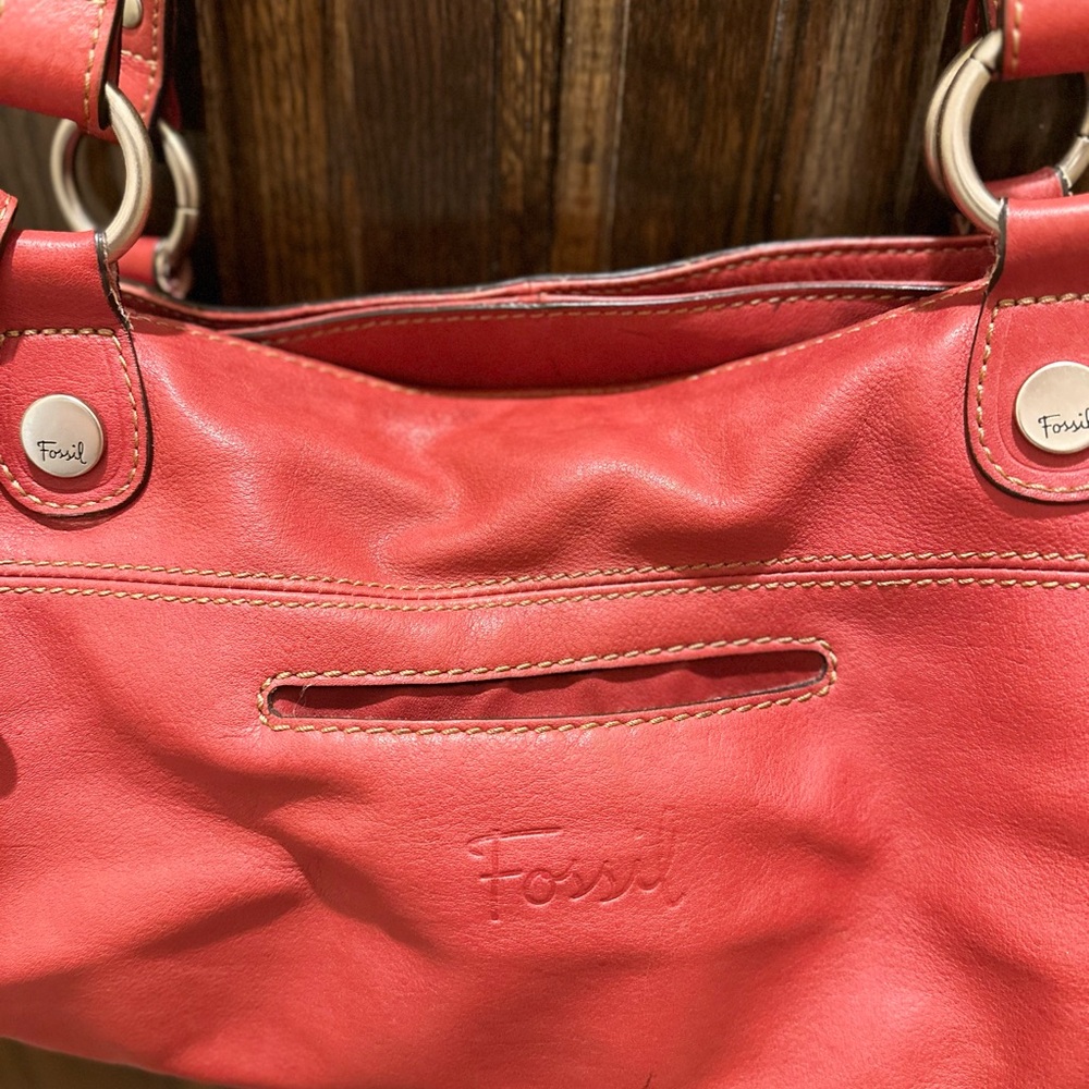 Fossil Coral Leather Shoulder Bag